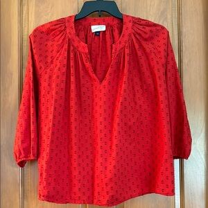 Universal Thread Red V-Neck Puff Sleeve Blouse